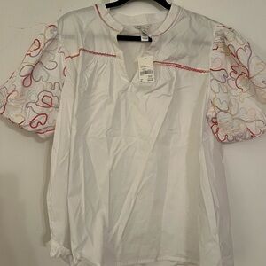 Cato White Blouse with Multicolor Embroidery